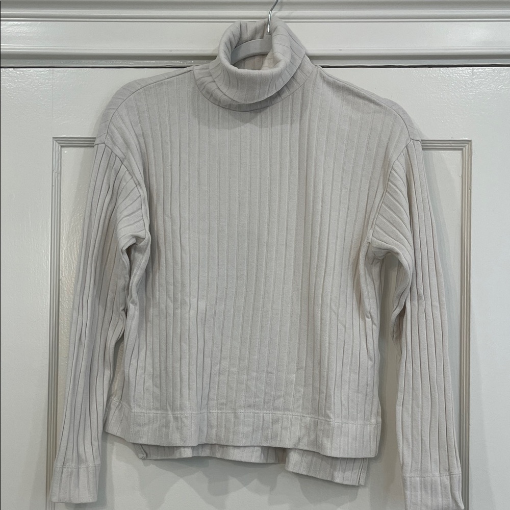 Madewell Ribbed Cream Turtleneck Sweater